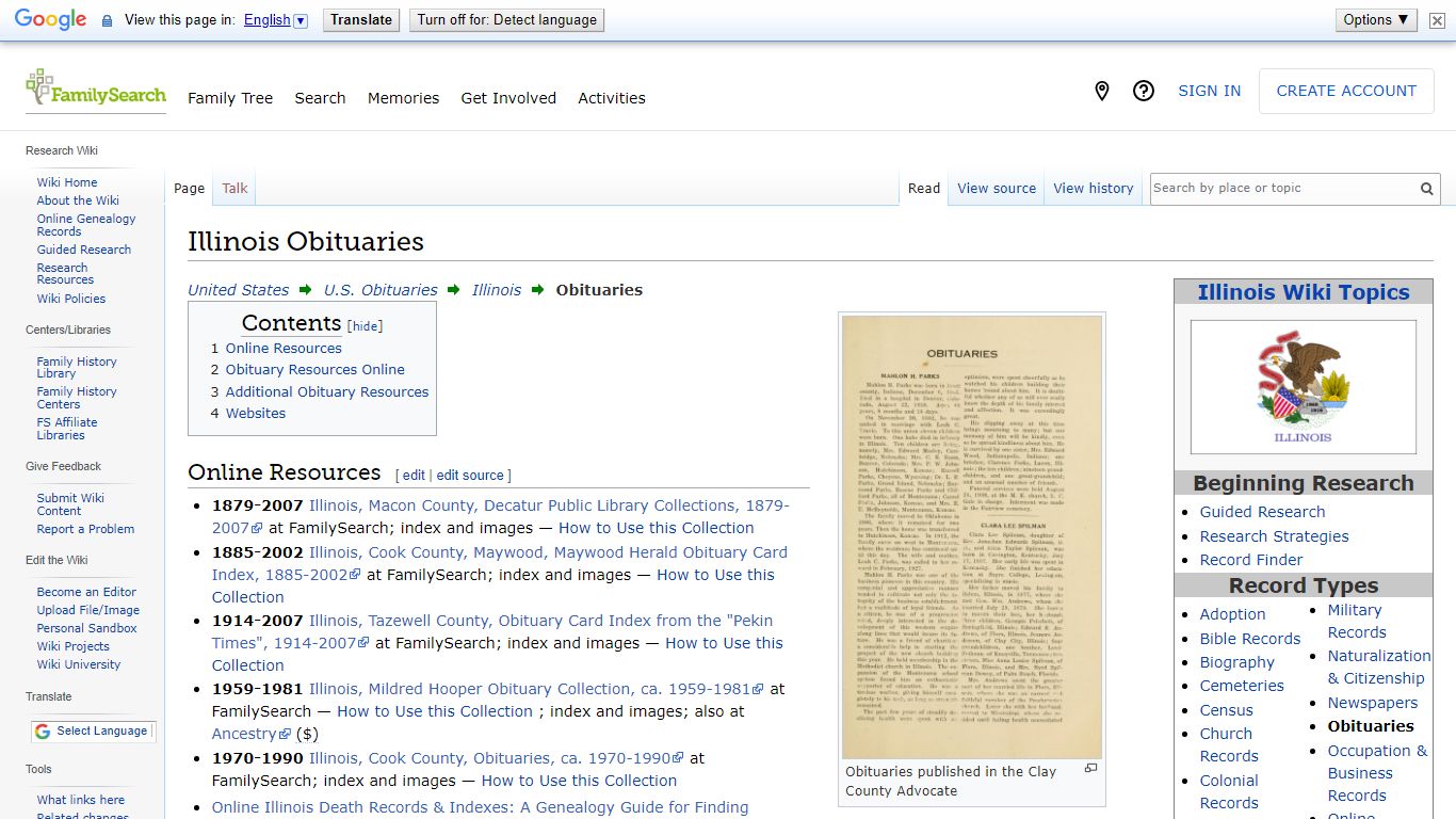 Illinois Obituaries • FamilySearch